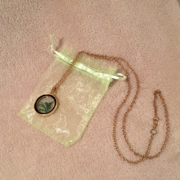 Moss Glass Window Pendant, resale 28” long chain - Picture 2 of 5
